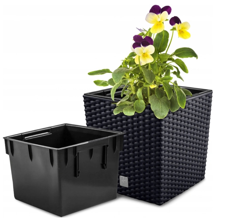 Květináč černý LAMELA JUKA RATAN